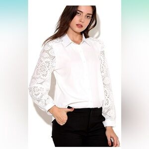 White button down blouse with beautiful lace sleeves